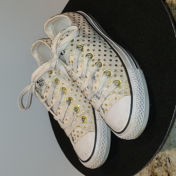 Converse All StarShoes sz. 8.5 (#740) gold and white Polka dots - Picture 1 of 13